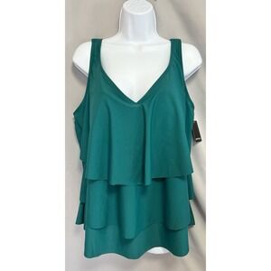 Avenue Swim Top Ruffle‎ Sz 18 Emerald Color NWT Women's